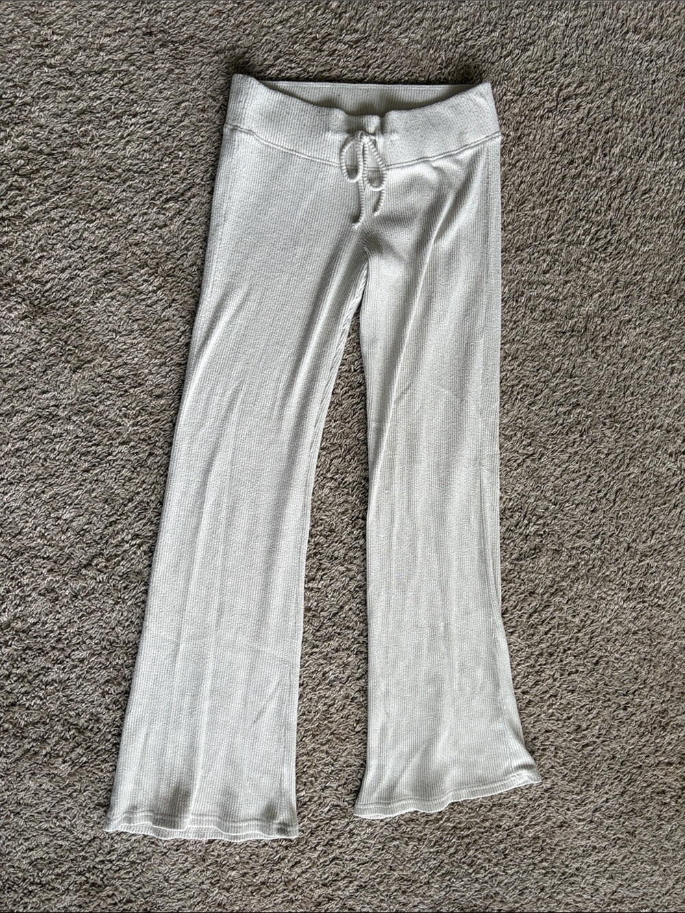 Hollister Cream Knit Flare Lounge Pants with Drawstring